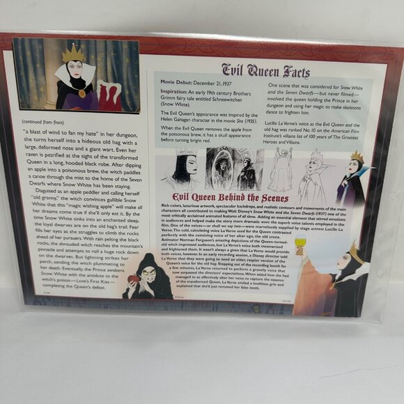 Willabee & Ward Disney Evil Queen Collectible Patch & Facts Card 1937 Snow White - Picture 4 of 4